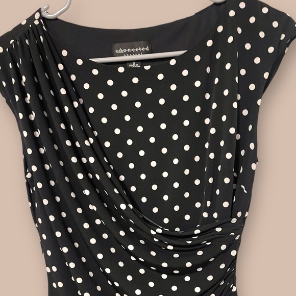 CONNECTED APPAREL WOMEN'S BEAUTIFUL BLACK POLKA DOT DRESS SIZE 4 - Picture 3 of 7